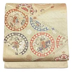 V392 ●高級 正絹 唐織 六通 袋帯 華文 花文