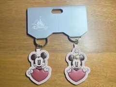 ディズニー ミッキーマウス＆ミニーマウス ハート型キーホルダー 2個セット