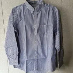 ユニクロ　ストライプ　シャツ　ブルー