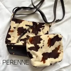 PERNNE ハラコ柄3wayショルダーバッグ　ポーチ付き　秋冬　ハンドバッグ