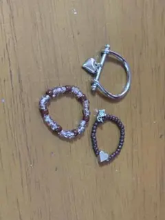 GOLDY カラー ビーズ × ハート セット リング　ピンクのサムネイル
