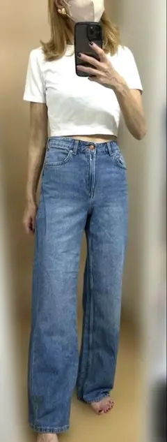 H&M ワイドハイデニム34