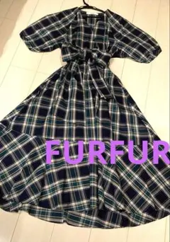 furfur フラットカラーシャツワンピース チェック ファーファー - メルカリ