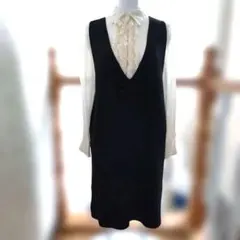 #PART2 ブラック ノースリーブ ニットワンピース M