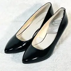 【未使用タグ付】アシックス ランウォーク ポインテッドトゥ23cm エナメル 黒