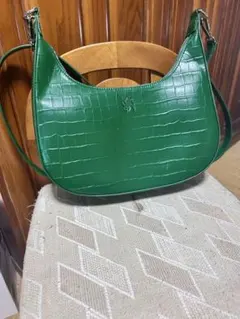 グリーン クロコダイル風 ショルダーバッグ