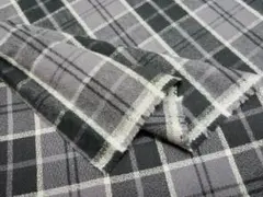 １．７m現品限り・Wチェック微起毛コットン　グレー系　幅１１０ｃｍ