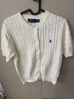 美品 ポロ ラルフローレン ケーブルニット 半袖 ホワイト M