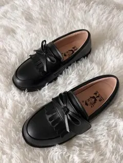 未使用　キッズ　女の子フォーマルシューズ　ローファー　19 19.5 リボン付き