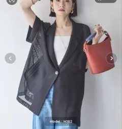DOUX ARCHIVES メッシュフレンチスリーブジャケット チャコールグレー