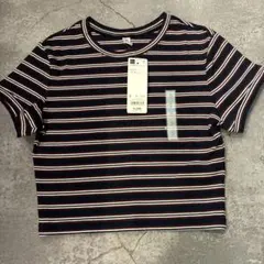 GU ネイビー ストライプ 半袖Tシャツ S