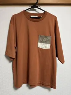 オレンジ Tシャツ Mサイズ フロントポケット付き