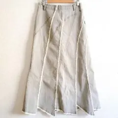 コムシコムサ　ロングスカート　デニム　フリンジ　ライトグレー　38 ボトムス