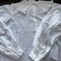 ホワイト コットン フリル襟 シャツ