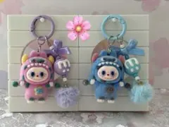 LABUBU ラブブ ぬいぐるみキーホルダー モンスター 紫青セット