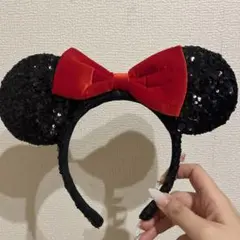 ディズニーミニーちゃんカチューシャ スパンコールベロア