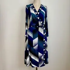【美品】BCBGMAXAZRIA ラップワンピース XXSサイズ　幾何学模様総柄