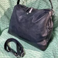 aniary 2wayバッグ オールレザー 斜めがけ ネイビー系