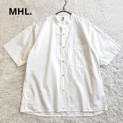 美品 MHL. マーガレットハウエル 半袖シャツ バンドカラー 綿 M メンズ
