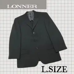 z21【LONNER】 夏物テーラードジャケット ブラック Lサイズ