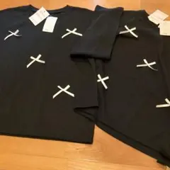 リボンモチーフの黒長袖カットソー2枚セット150　160