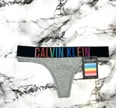 カルバンクライン　Tバックショーツ　下着　パンツ　グレー　レインボー　S 02