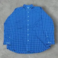 美品L.L.Beanボタンダウンシャツブルーチェック柄ビッグサイズXL-TALL