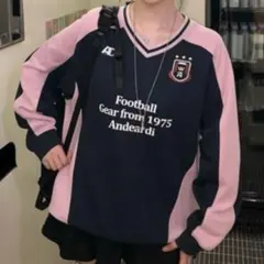 バイカラー ゲームシャツ ポンチスウェット プルオーバートップス スウェット