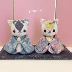 猫ちゃんの雛人形 ⚮̈﻿ ハンドメイド ミナペルホネン リバティ ぬいぐるみ