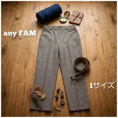 any FAM グレー チェック テーパードパンツ スラックス 暖パン 秋冬 1