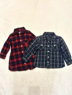 チェックシャツ 2枚セット 90cm