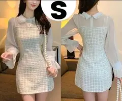 S　可愛い ミニワンピース　長袖　レディース　お出かけ・記念日デート・パーティー