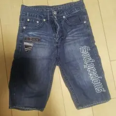 刺繍入り デニム ハーフパンツ 150センチ