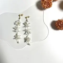［no.85］3連フラワーパールピアス　イヤリング