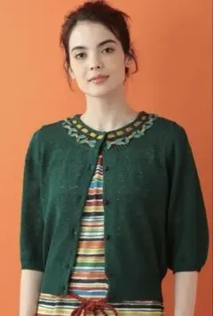 ホコモモラ　透かしのある生地が素敵♡コットン素材のカーディガン