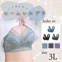 ナイトブラ シームレス 3Ｌ 美胸 3枚セット　ノンワイヤー 大きめ 2XL