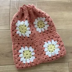 ハンドメイド 花柄 グラニースクエア ポーチ