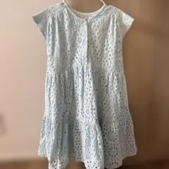 プティマイン　ブルー 刺繍 ワンピース