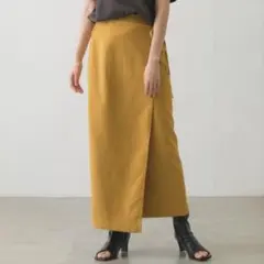 レトロガール ラップスカートロング 巻きスカート ライトベージュ M