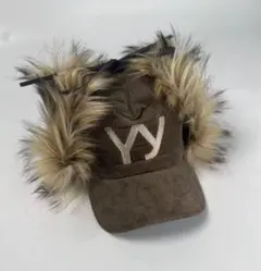 美品 open YY ブラウンファー付きキャップ 新品