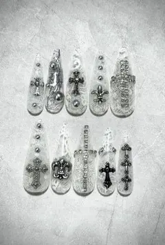 レース ネイルチップ 韓国 シズニルック ピアス グランジ ウィッシュコア