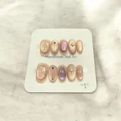 【残りわずか】ネイルチップ 上品 オーロラ ゴールド ベージュピンク エレガント