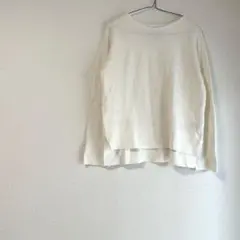 オペークドットクリップ 薄手ニット ボーダー オーガニックコットン アイボリー