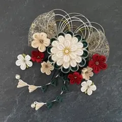 つまみ細工　髪飾り　✴︎雅✴︎ブルーグリーン　　成人式卒業式　No.490