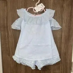 こ*マ様 新品　メゾピアノ　シェル柄レースチュニック+ショートパンツ　サックス