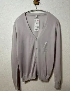 UNIQLO ユニクロ　ライトVネックカーディガン　グレー　L