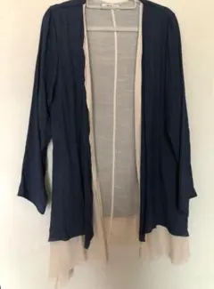 ネイビー&アイボリー カーディガン M-Lサイズ