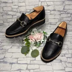 極美品 ダイアナ DIANA 厚底 スタッズ レザービットローファー スリッポン