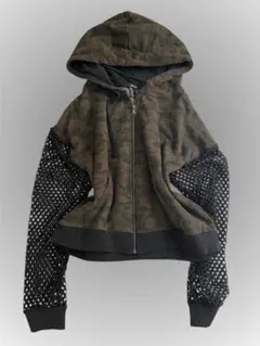 迷彩柄 メッシュ パーカー グランジ ウィッシュコア アメカジ 原宿系