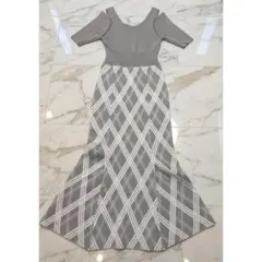 rienda リエンダ 2WAYランダムチェックグリッターKnit OP GRY